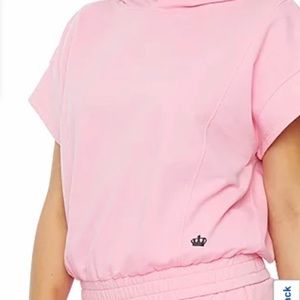 Juicy By Juicy Couture Pink Baby French Terry Short Sleeve Hoodie size S